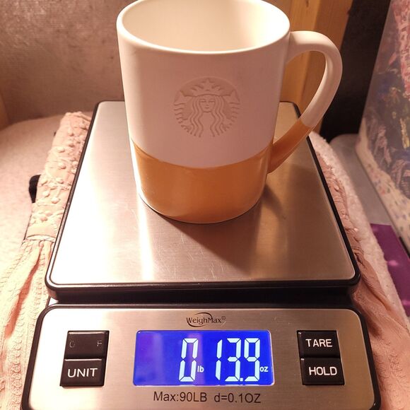 Starbucks Coffee Mug 2 Tone White, Orange Mermaid Embossed 2014 Ceramic - Picture 7 of 7